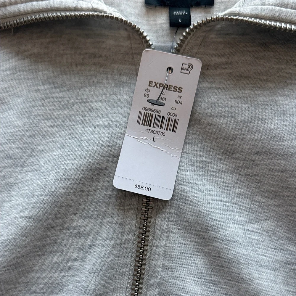 Gray Quarter-Zip Pullover- express new with tags! Size Large womens - Picture 4 of 9